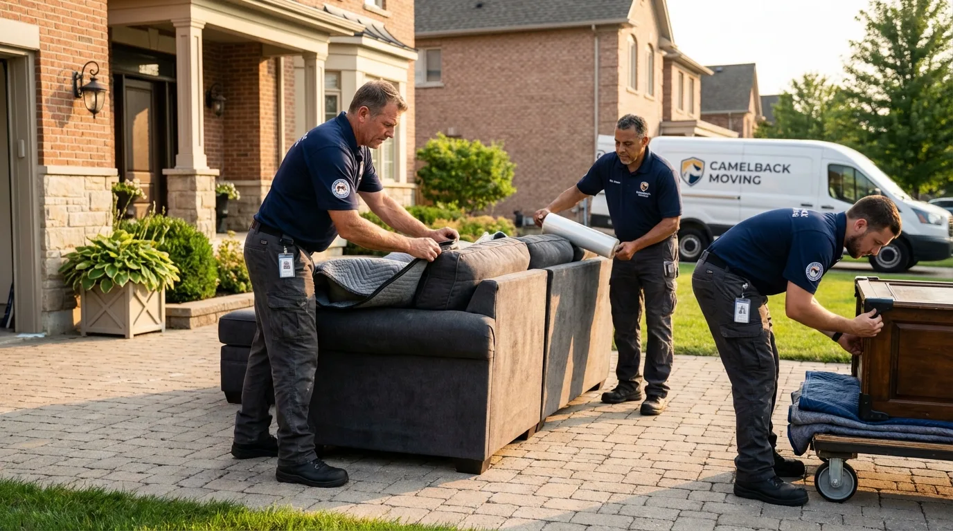 Large estate moving crew wrapping furniture in Cleveland, AL