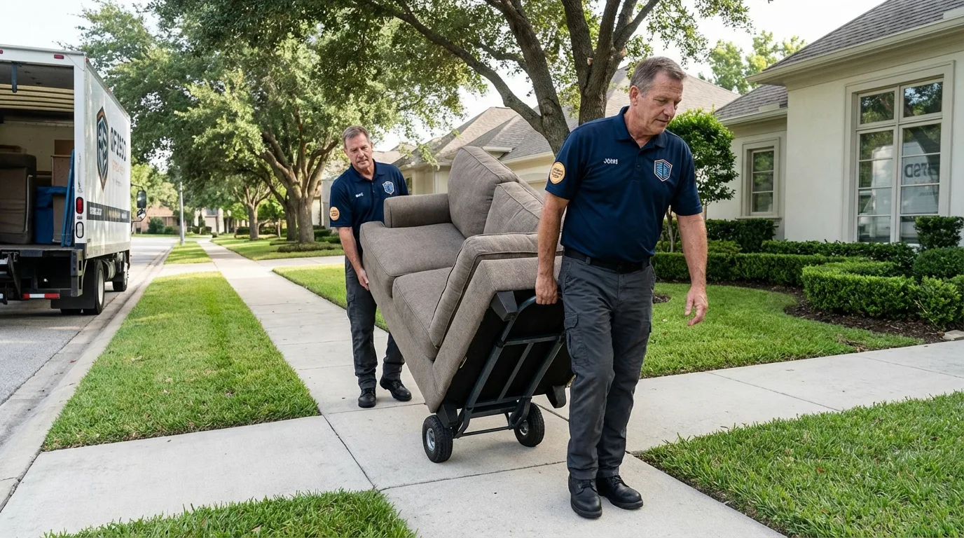 Local residential moving crew loading furniture in Cleveland, AL
